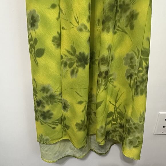 ZARA Printed Maxi Slip Dress M Chartreuse Green Floral Summer Party Linen? - Picture 4 of 6